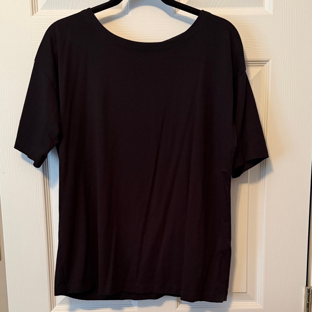 J. Jill Luxe Supima Elbow-Sleeve Tee in Black